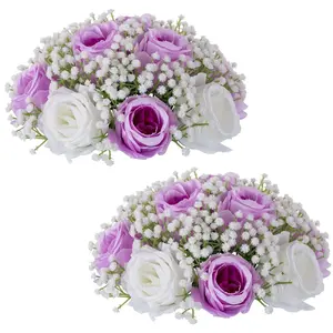 2pcs Rose Flower Ball Centerpieces, Artificial Floral Arrangement, Wedding Table Decoration, Home Party DIY Ornament