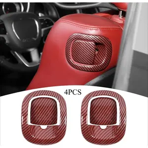 4-Pack Challenger Backrest Armrest Trim Cover for Dodge Challenger 2012-2023, Red Carbon Fiber Interior Accessories