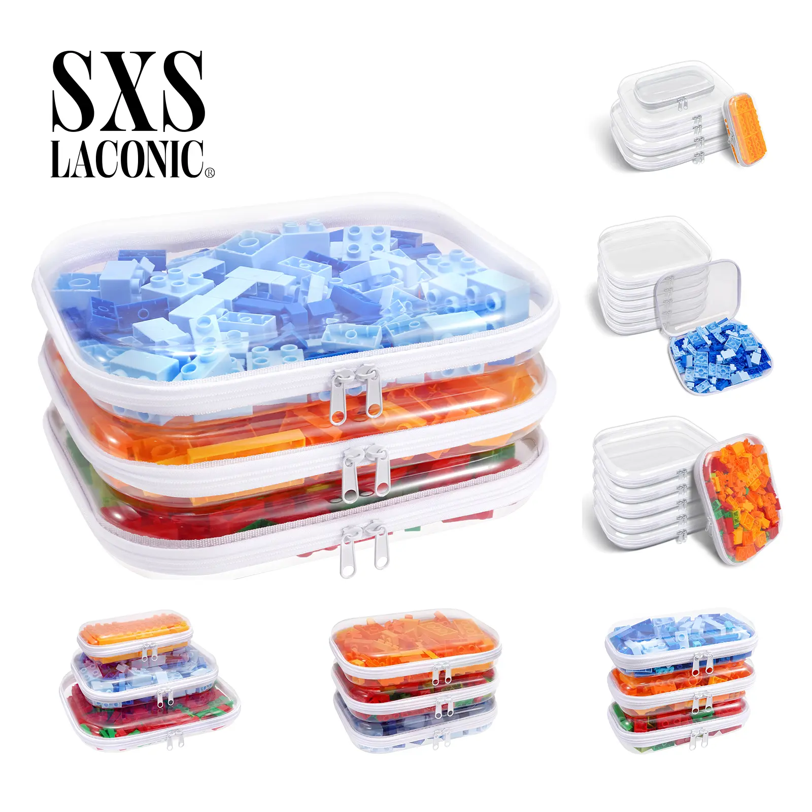 Large-Capacity Zippered Storage Organizer Set - Plastic Pouch Bag Organizers for Home Organization Storage, Skin Care Items, Clothes, Travel Toiletry Use