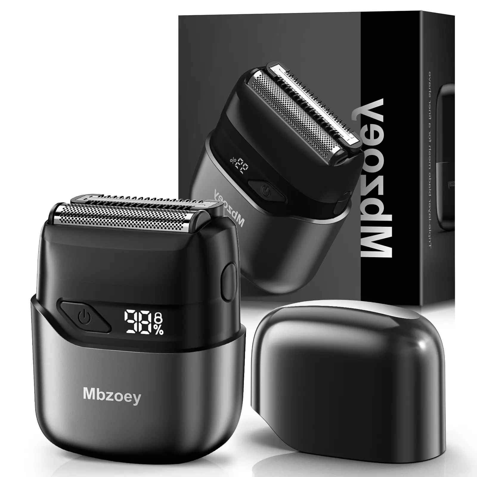[Summer Finds]Mbzoey Mini Mens Electric Facial Shaver, Compact Foil Groomer with Precision Titanium Blades, IPX7 Waterproof Rechargeable USB Shaver, Wet Dry Use, LED Fast Charging, Travel-Friendly for Smooth Shaves, Mens Gifts for Father's Day