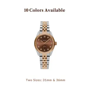 PASCAL Timeless Classic Diamond Watch for Women & Men 31mm & 36mm with White Lab-Grown Diamonds Swiss Ronda 763 Quartz Movement Stainless Steel Bracelet Everyday Luxury Gift