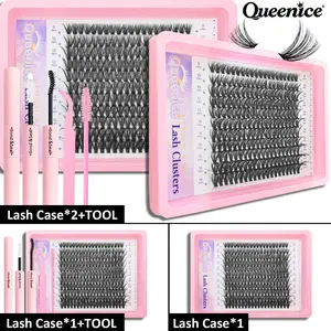 40D Lash Clusters Kit DIY Eyelash Extensions, Fluffy Eyelashes Cluster, Eyelashes Extensions, Self-Grafting False Lashes Mixed Lengths, Waterproof Lash Bond & Seal with Tweezers Brush, Professional Eye Makeup for Women, Cosmetic