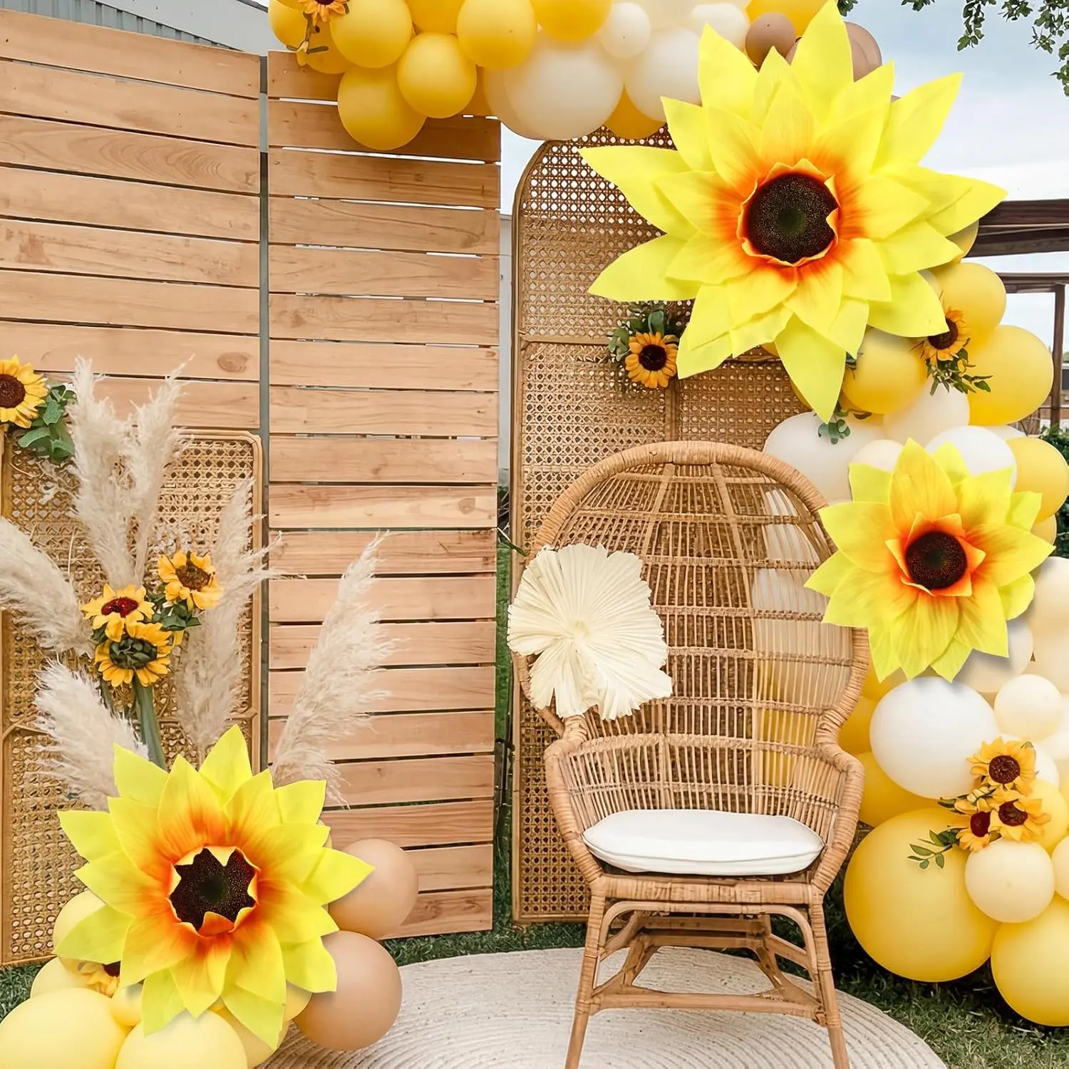 Norme 3 Pcs Graduation Giant Yellow Sunflower 12, 16, 20 Inch Large Sunflower Petals Big Paper Flowers Giant Flower for Decorations Large Yellow Flowers fo