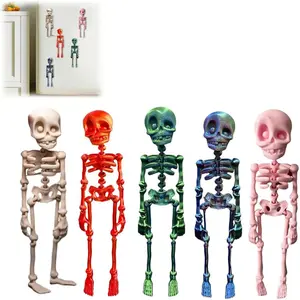 5PCS Poseable Skeleton Fridge Magnet Set - 3D Printed Articulated Skeletons with Movable Joints - Spooky & Gothic Decor for Kitchen, Office, or Locker - Unique Halloween Gift with Strong Magnetic Hold and Cartoon Eyes