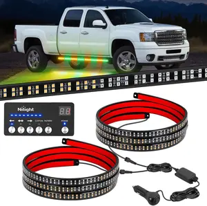 Nilight 2PCS 70 Inch Strobe Light Strip with Controller 864 LED Amber Green Running Board Lights Flexible Side Flashing Working Safety Waterproof for Truck Construction Pickup