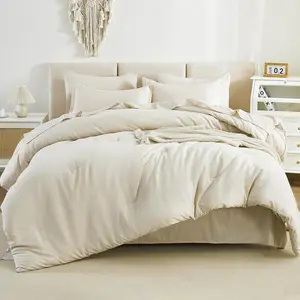 a Bag King Beige - 7 King Size Comforter Comforter Sets, Fluffy with Comforter,, Pillowcases  Shams