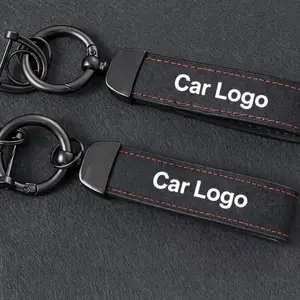 Suede Leather Custom Car Logo Keychain Personalized Key Fob for All Car Makes and Models Stylish Comfortable Grip Ideal Gift