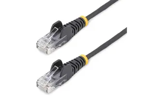 StarTech 7ft Black Slim CAT6 Ethernet Cable, Snagless, 100W PoE, UTP, LSZH, 28AWG Bare Copper Wire, Slim RJ45 Network Patch Cord, Fluke Tested N6PAT7BKS