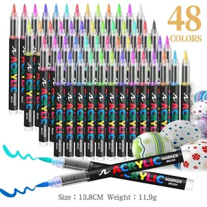 Direct Liquid Acrylic Paint Pens, 48 Colors, Artist Bundle, Soft Brush Tip, Water-Based Markers, Art Marker Set, for Fabric, Canvas, Rock, Glass, Wood, Paper, Art Craft Supplies, School & Art Supplies