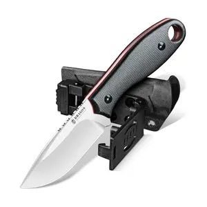 DRAGON CREEK Fixed Blade Knife - Small Pocket Knife with Adjustable Kydex Sheath for Camping Hiking Birthday Gift Men Grey