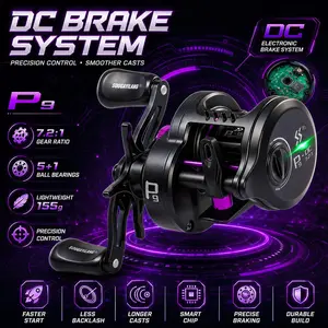 Sougayilang Bait Caster DC Round Baitcasting Fishing Reel Ultralight 5+1BB  7.2:1 Gear Ratio DC Reel Smooth and Sensitive Trolling Fishing Reel for Freshwater Saltwater Fishing