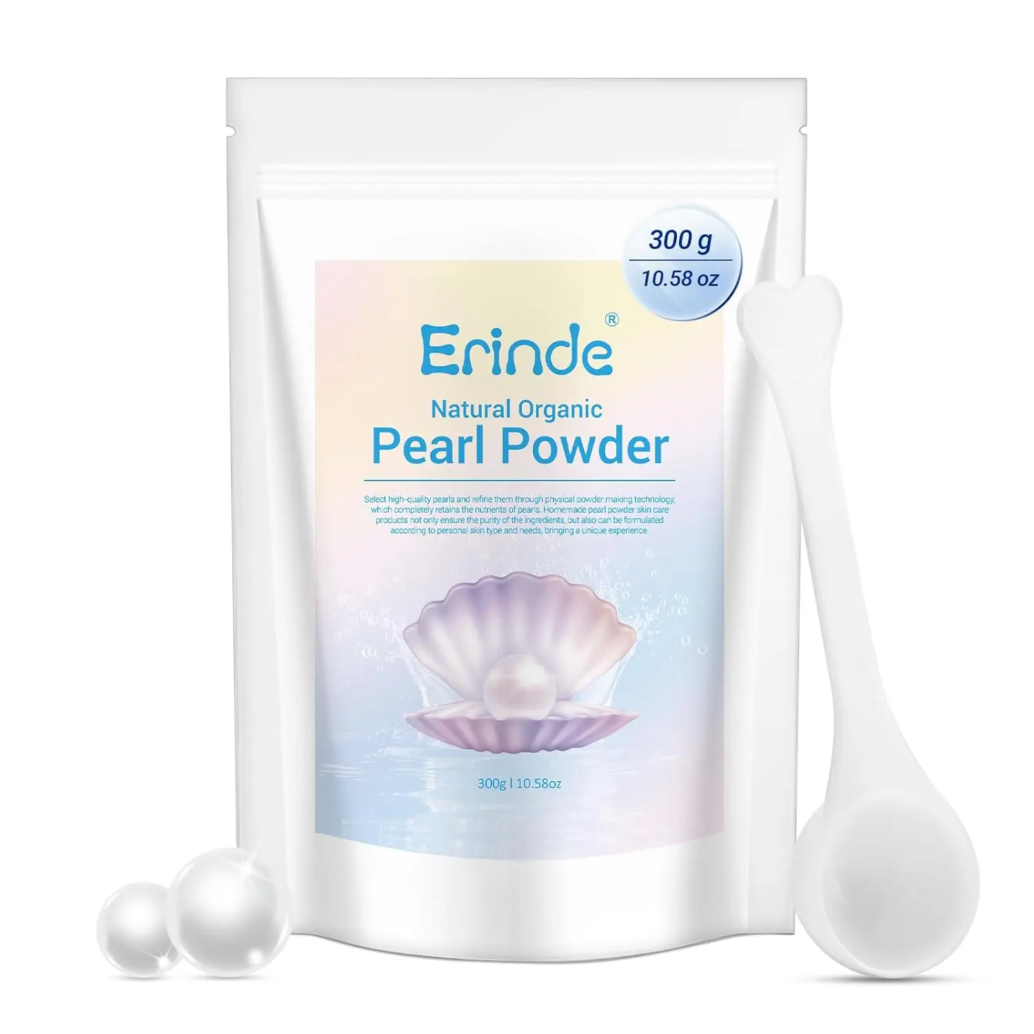 100% Natural Freshwater Pearl Powder for DIY Face Masks, Deep Cleanse & Anti-Aging, Organic Cosmetic Grade, Non-Toxic & Unscented for All Skin Types, 300g (10.58 oz), Conditioning, Female, Adults, Multi-Pack
