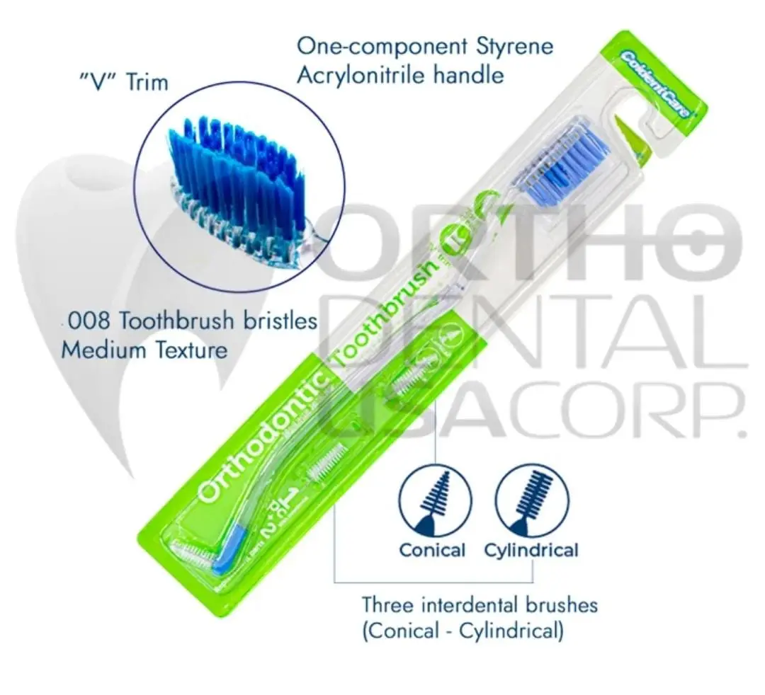 Toothbrush Double Extreme x 5 Oral care  Double Extreme Ortho Toothbrush V-Shaped Medium Bristle Tongue Cleaner Interproximal Head for Ortho Braces Cleaning 1 Count Pack of 5 Oral Care Multi-pack - Gentle