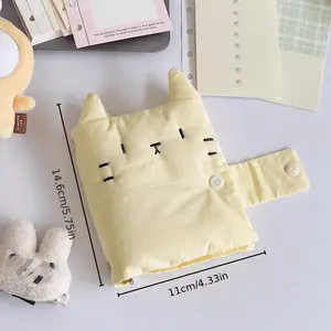 "‘Cheese Cat’ M5 Loose-Leaf Notebook – Handcrafted Cover with Ring-Bound Design and Replaceable Pages for Planning and Notes"