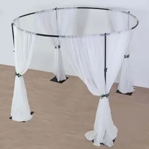 Adjustable 4-Post Circular Black Metal Wedding Event Arch Stand, Round Backdrop Canopy Frame Chuppah 10ft