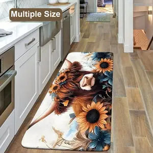 Highland Cow Pattern Kitchen Runner Rug, Animal Printed Rug, Non-slip Kitchen Mat, Kitchen Floor Mat, Decorative Carpet for Home Living Room Bedroom Kitchen Bathroom