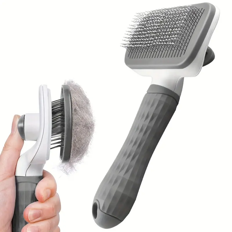 Self-Cleaning Slicker Brush for Cat Dog Shedding Hair, Round Smooth Tips Steel Pins, No-Scratch Pet Grooming Tool (Home & Party Gift Essential)