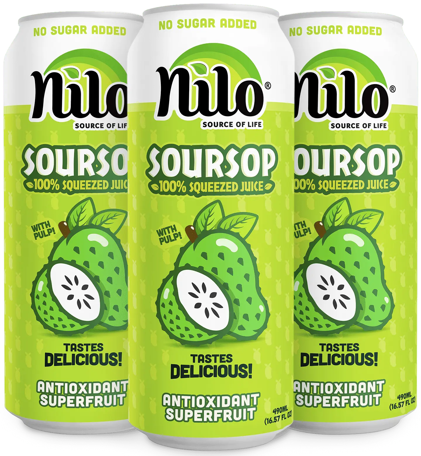 NILO Soursop Juice | 100% Real Guanabana Soursop Graviola | NO Sugar added | NOT From Concentrate | 16.57 oz (Pack of 12)