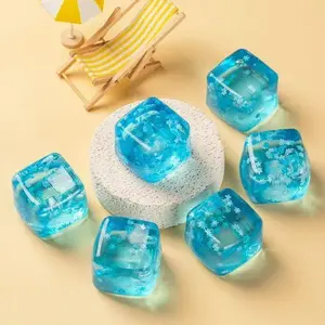Ocean Jelly Cube Squishy - Transparent Water Sensory Fidget  with Shells, Stress Relief for  Adults Stress relief, but make it ocean  Square Homemadesquishies Silicone
