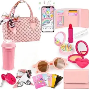 Simulation Girls Handbag Toy, 1 Box Pretend Play Set Phone & Wallet & Makeup Toy & Other Accessories, Birthday Gift for Girls, Kids Vanity