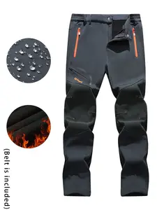 Men's Outdoor Pants, Waterproof & Windproof Pants with Belt, Multi-functional Outdoor Pants for Outdoor Activities