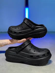 Unisex All-Black Perforated Breathable Non-Slip Shoes, Foot Clogs, Casual Shoes Clogs, Comfortable Casual Style, Ideal for Home Wear & Casual Commuting