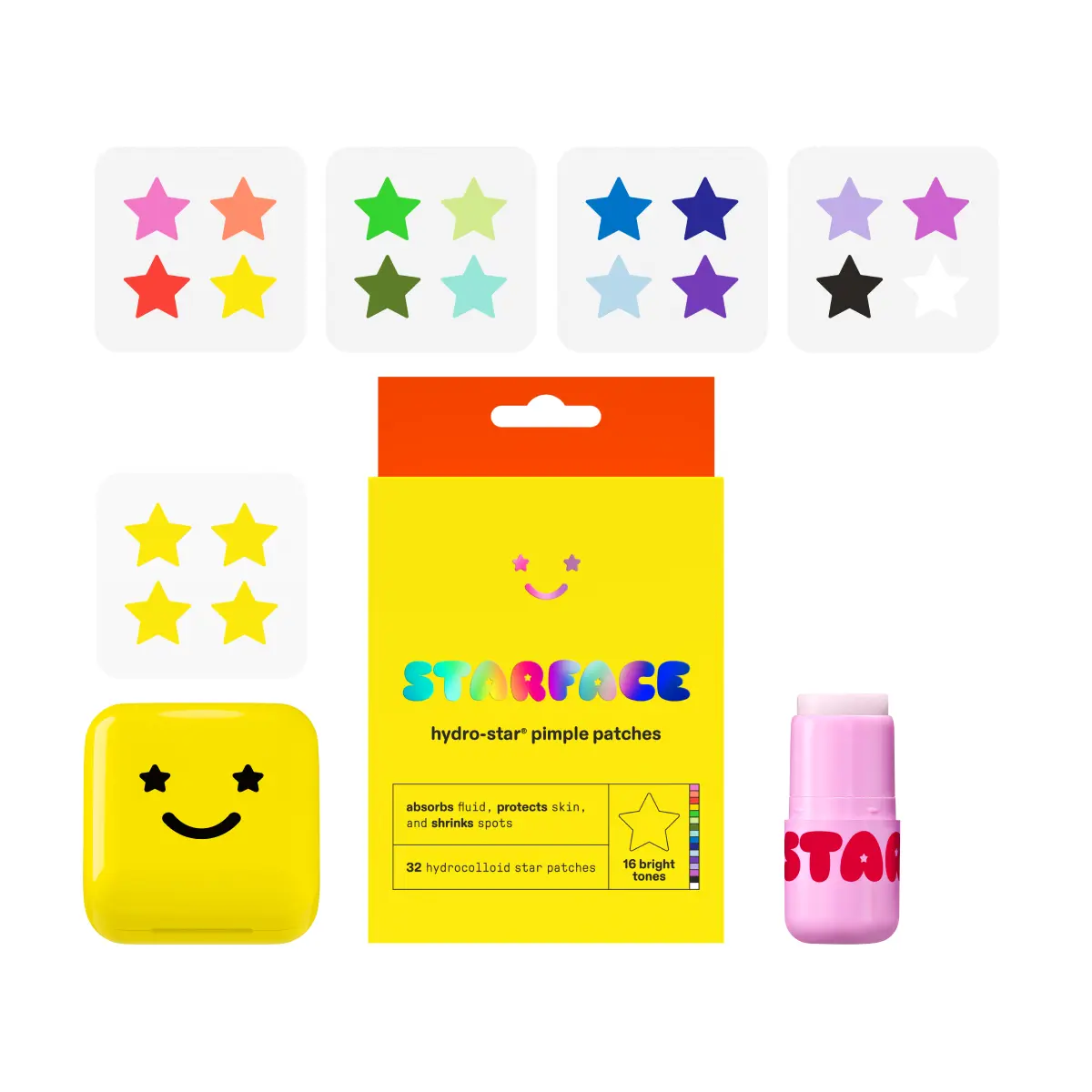 Starface Hydro-Star Favs, Bundle 1 Refill Pack, 1 Yellow Compact, 1 Lip Balm