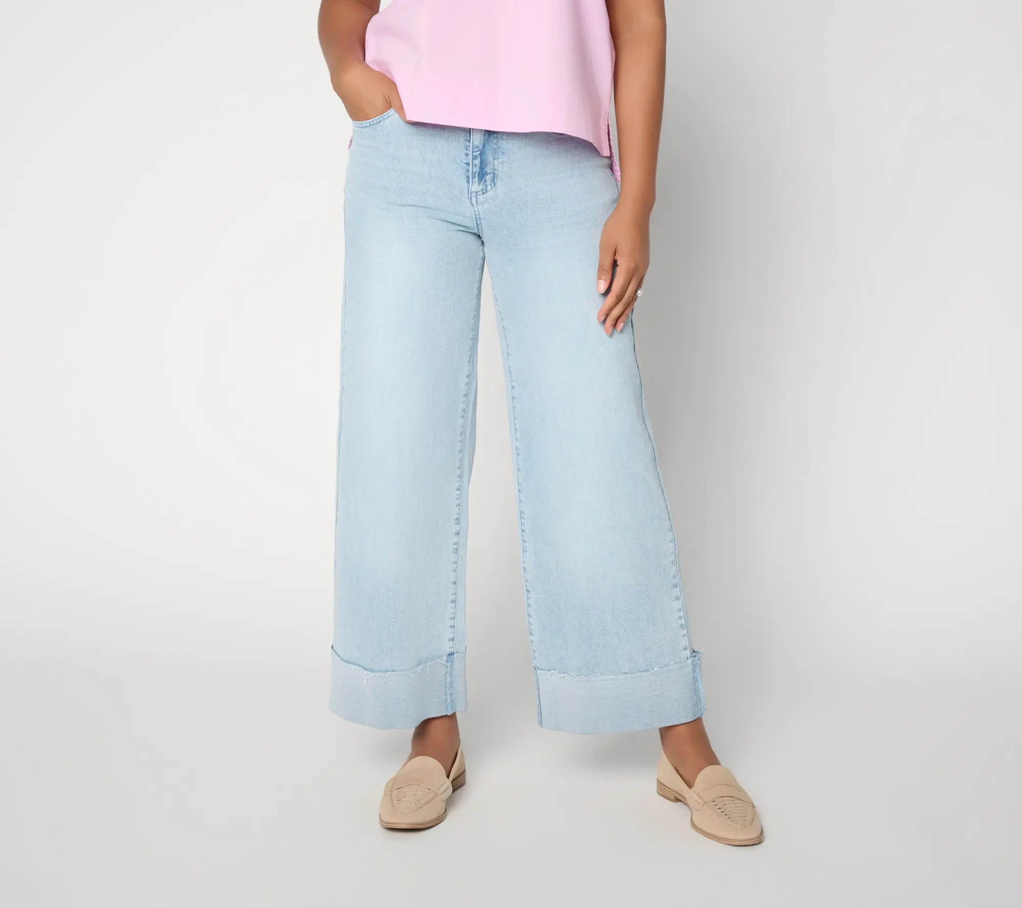 Studio Park x Amy Stran Petite Indigo Raw Edge Cuff Ankle Jean