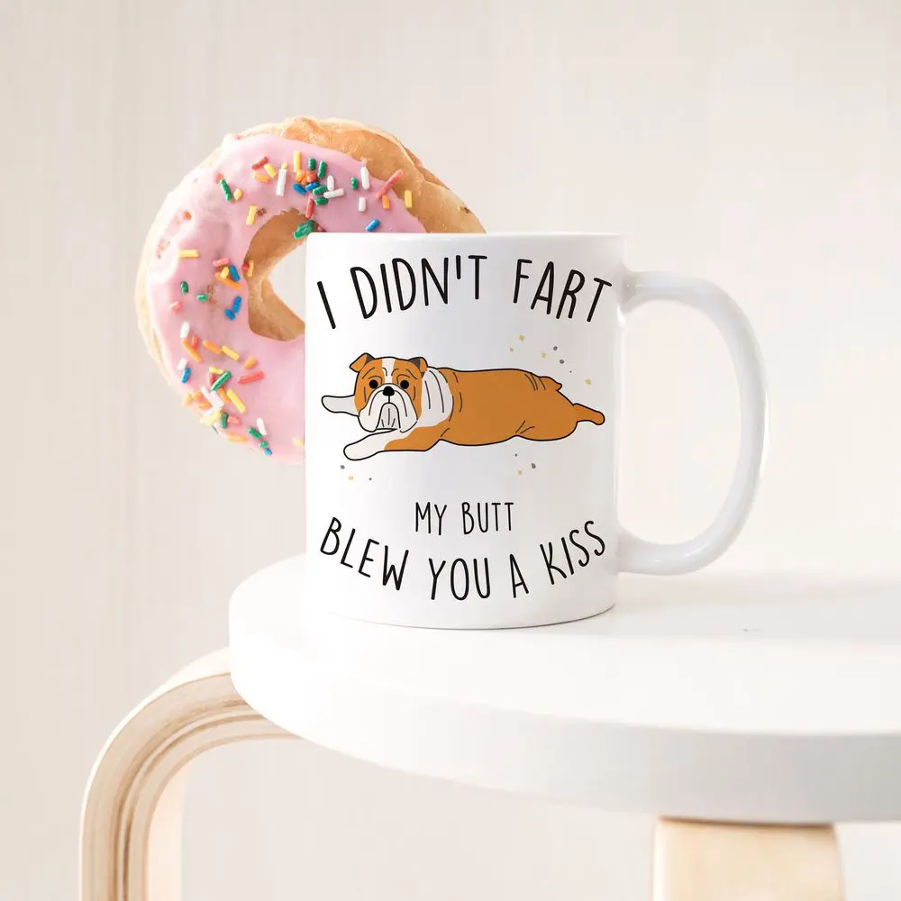 English Bulldog Coffee Mug, Cute Red and White Bulldog Gift, Dog Lover, Funny Gift for Her, Him, Bulldog Mom, Bulldog Dad, Dog Cup