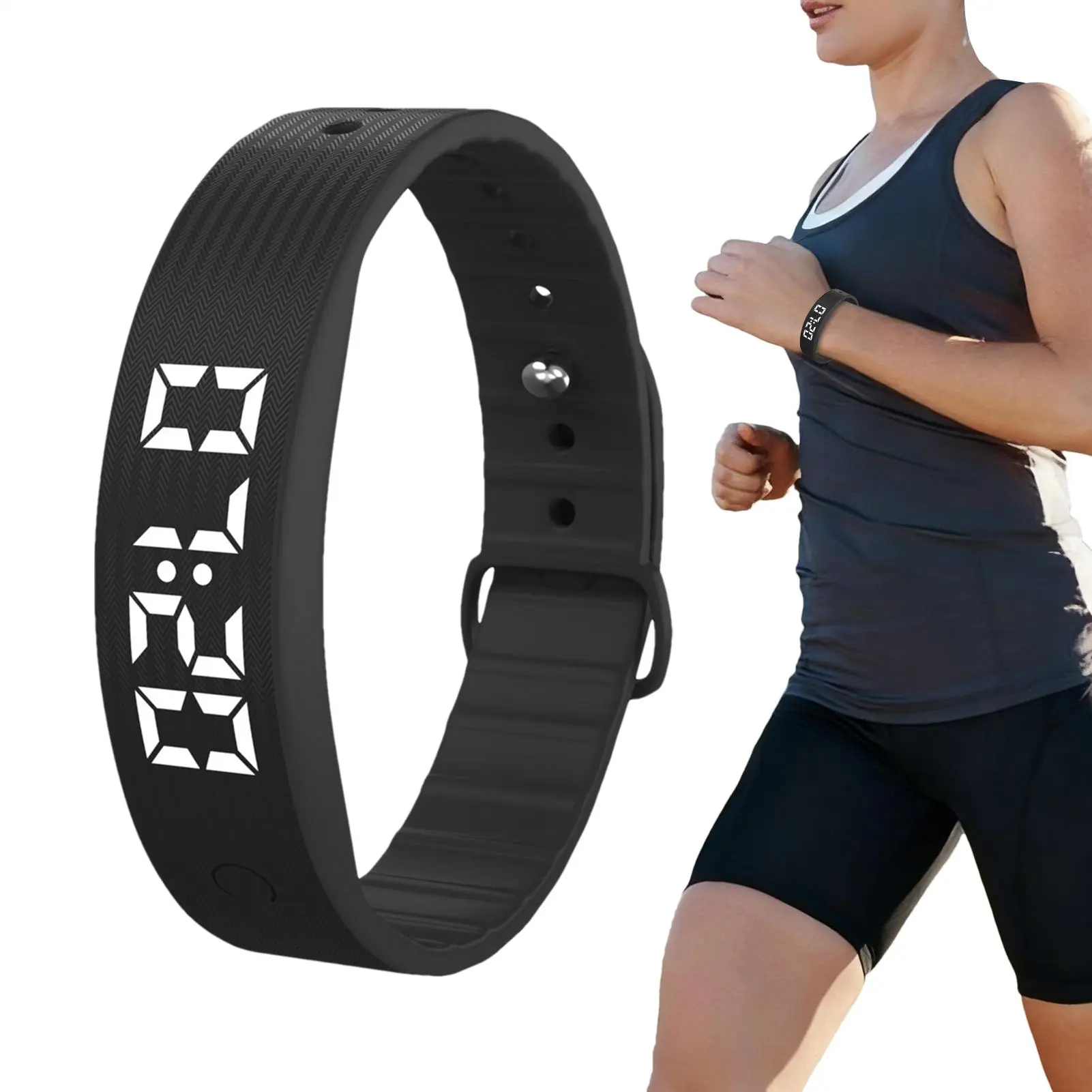 Unisex Electronic Rechargeable Vibrating Wrist Alarm Clock Watch - Wearable Tech Touchscreen Smart Bracelet, Wireless Fitness & Calorie Tracker with 8 Alarms on Wrist, Timer, HD Display, SpO2 Monitoring, Pulse-Wake Alert for Heavy Sleepers