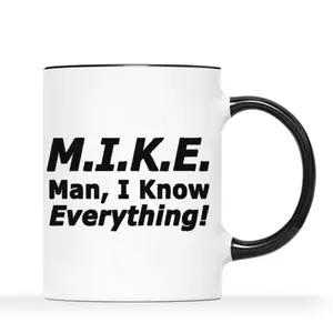 1pc Ceramic Coffee Mug, 'M.I.K.E. Man, I Know Everything' Funny Humor Gift, 11oz, Ideal for Birthday, Thanksgiving, Christmas, Fathers Day Present for Men, Boy, Friend, Family, Husband, Dad, Brother