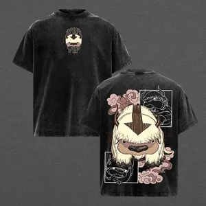 Appa Avatar The Last Airbender Vintage Washed Oversized Anime Shirt, Yip Yip Cute Graphic Tee, Cozy Aesthetic Streetwear, Heavyweight Cotton Unisex Gift