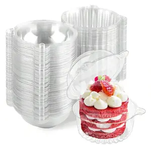 25/50/100pc Disposable Clear Plastic Bakeware Cupcake Boxes with Lids, Ideal for Pastries Mousse Cakes Sandwiches, Party & Gathering Muffin Cake Containers