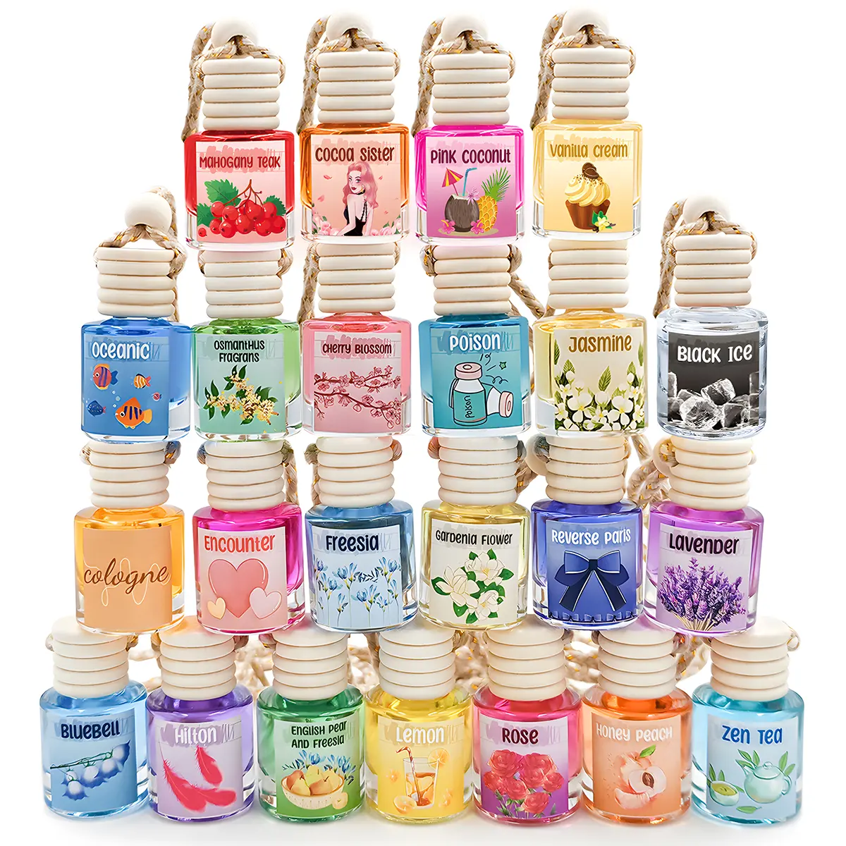 2Pack Car Air Fresheners Hanging Scent Oil Diffuser,8ML Nature Frangrance Friut Juciy Perfume Last Long Time With Three Scents For Car & Live Gifts