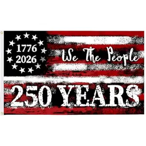 Double-sided America 250th Anniversary Flag 3x5 FT, Double Sided Vivid 3 Ply Patriotic Banner, Heavy Duty Outdoor US Flags for Front Porch Yard Wall, American Birthday Decorations 2026