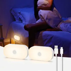 Wardrobe light with sensor, USB charging, under-cabinet lighting, glare-free, 2 color temperature LED sensor lights, suitable for indoor storage rooms and wardrobes - 2/4-packs,#Summervibes Portable Magnetic Strip