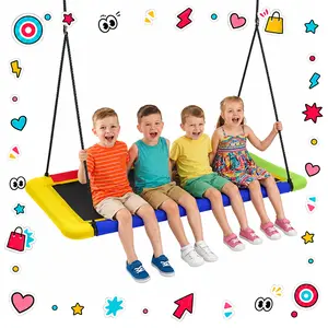 60'' Rectangle Platform Tree Swing for Kids and Adults, Giant Flying Swing with Adjustable Hanging Strap, Waterproof Textilene Fabric Tear & UV Resistant, Swings Set for Backyard Garden Outdoor Play;
