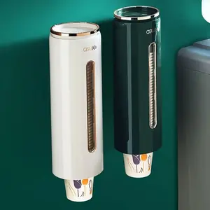 No-Drill Luxury Automatic Cup Dispenser, Wall-Mounted Paper Cup Holder, Ideal for Bathroom & Kitchen, Easy Installation, Durable Design