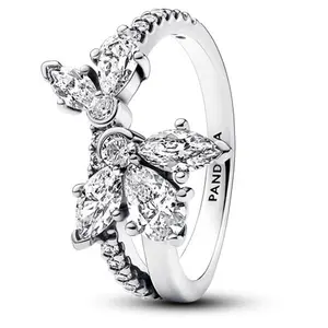 Pandora Sparkling Asymmetrical Herbarium Cluster Ring 193023C01-52