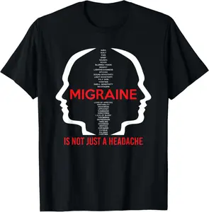 100% Cotton Migraine Awareness Graphic Headache Pain T-Shirt