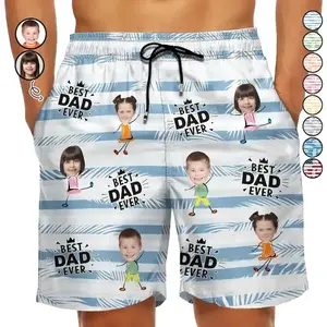 Custom Photo Best Dad Grandpa Ever - Personalized Unisex Beach Shorts, Custom Unisex Swim Trunks, Funny Father's Day Present, Summer Gift