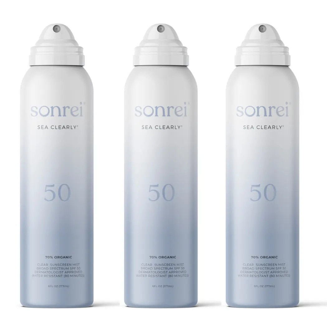 Sea Clearly Organic SPF 50 Clear Sunscreen Mist 3-Pack Bundle