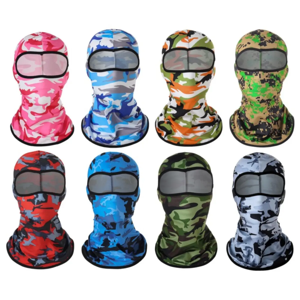 Unisex 8-Piece Sunscreen Balaclava Hat Set - Balaclava Headwear Protective Gear, Full Face Coverage Ski Mask for Summer Hiking, Cycling