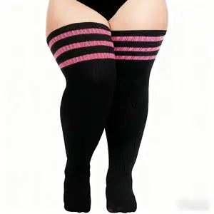 Extra Long Striped Over the Knee Leg Warmers - Plus Size Socks Fit Thick Thighs for Fall Daily Wear