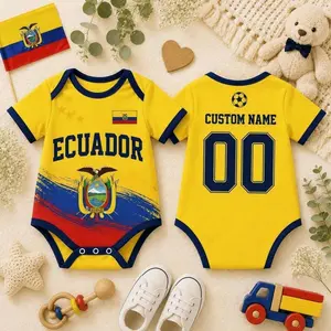 Custom Ecuador Baby Bodysuit, Personalized Ecuadorian Onesie, Team Ecuador Soccer Baby Outfit with Name and Number, Ecuador Fan Baby Gift 4Q7 NGR