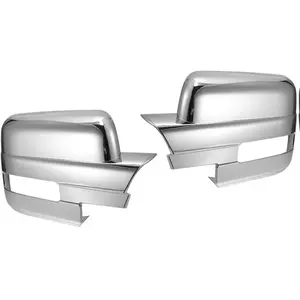 Triple Chrome Plated Plastic 2pcs Full Side Door Mirror Tape-On Cover with Turn Signal Only Compatible with 2009-2014 F-150
