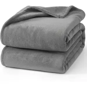 Fleece Blanket Twin Size Grey, Soft Cozy Fuzzy Flannel Blanket for Bed, Sofa, Couch, Travel, Camping, 60 x 80 Inches