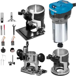 Father's Day Gift VEVOR Compact Router 1.25HP With Fixed Base, Plunge Base and Tilt Base, Variable Speed Wood Router Kit Max Torque 30,000RPM For Woodworking & Furniture Manufacturing