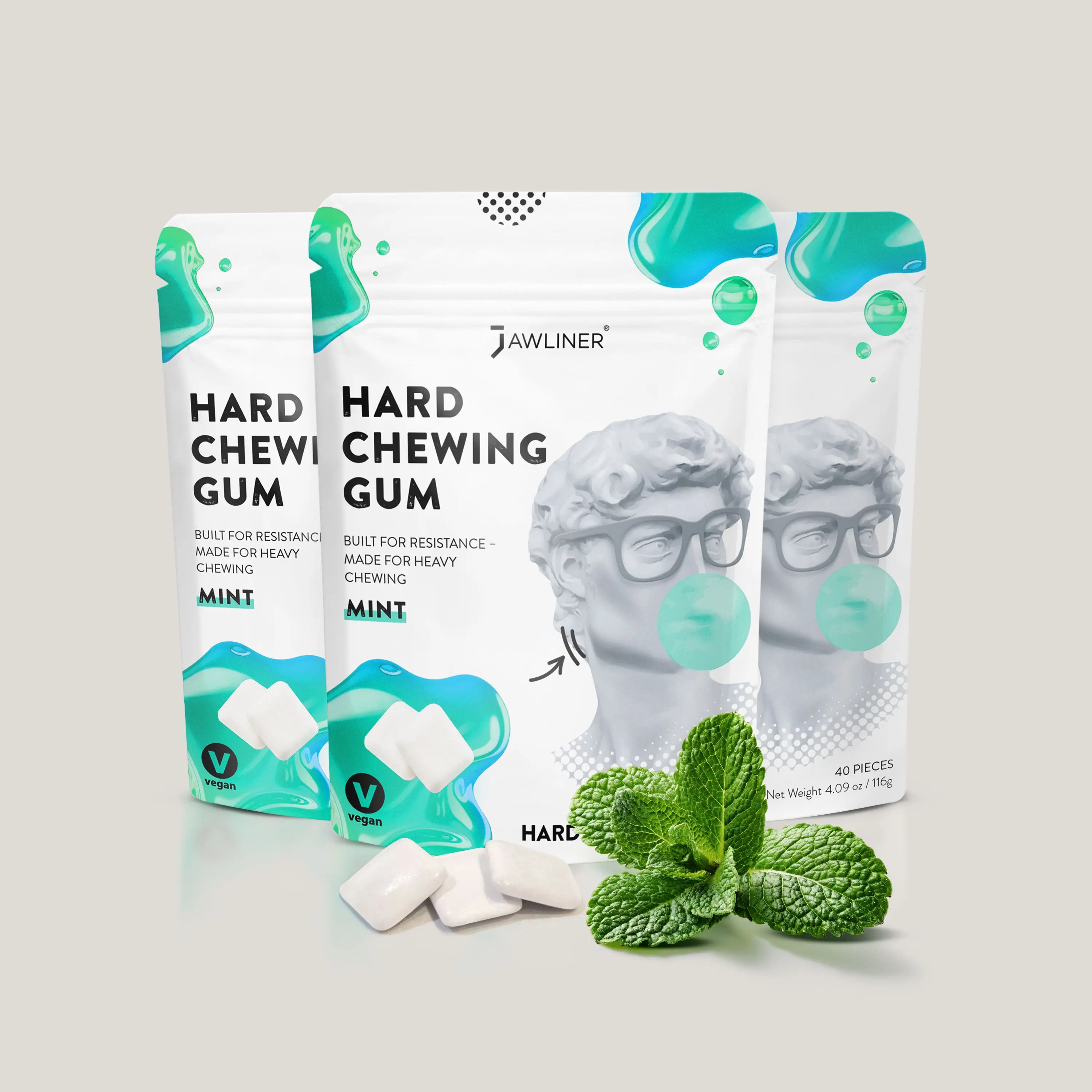 JAWLINER Hard Chewing Gum | Mint | NEW DROP JAWLINER Hard Chewing Gum | Mint | NEW DROP