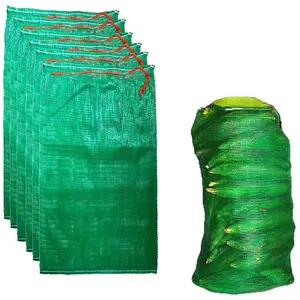10Count Extra Large Mesh Storage Produce Bags Reusable Vegetable Storage Bags Sacks 21'' x 32'' Holds up to 50 Lbs Vegetable Storage Bags (Green 10)